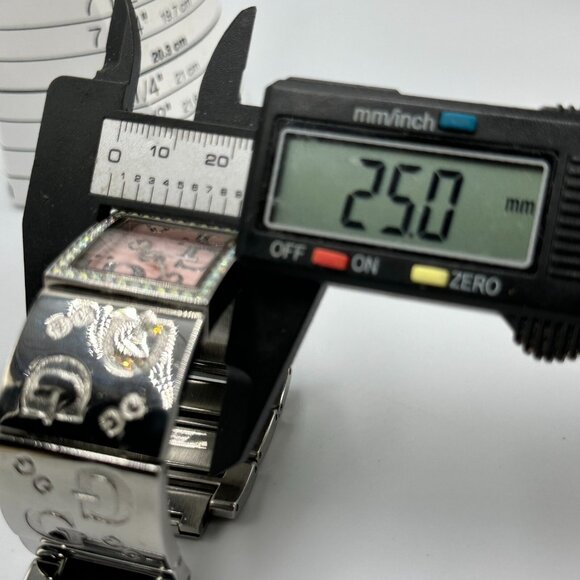 3/$30 Guess Watch Women Silver Tone Pink Dial Wide Bangle Band New Battery 6.5" - Picture 7 of 11